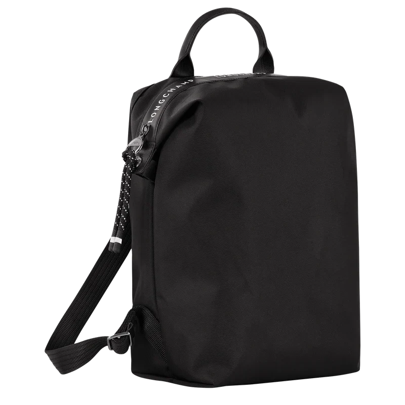 Longchamp Le Pliage Energy L Backpack in black, showcasing its sleek design, durable fabric, and spacious interior.
