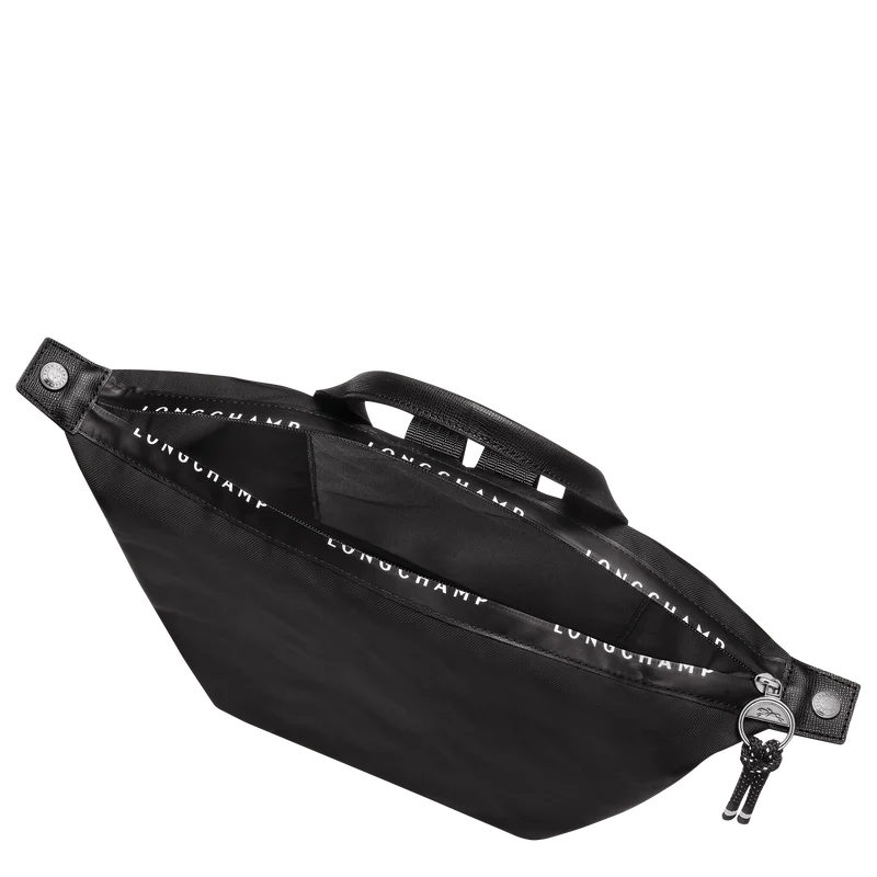 Longchamp Le Pliage Energy L Backpack in black, showing its spacious design and sleek, durable fabric for everyday use.