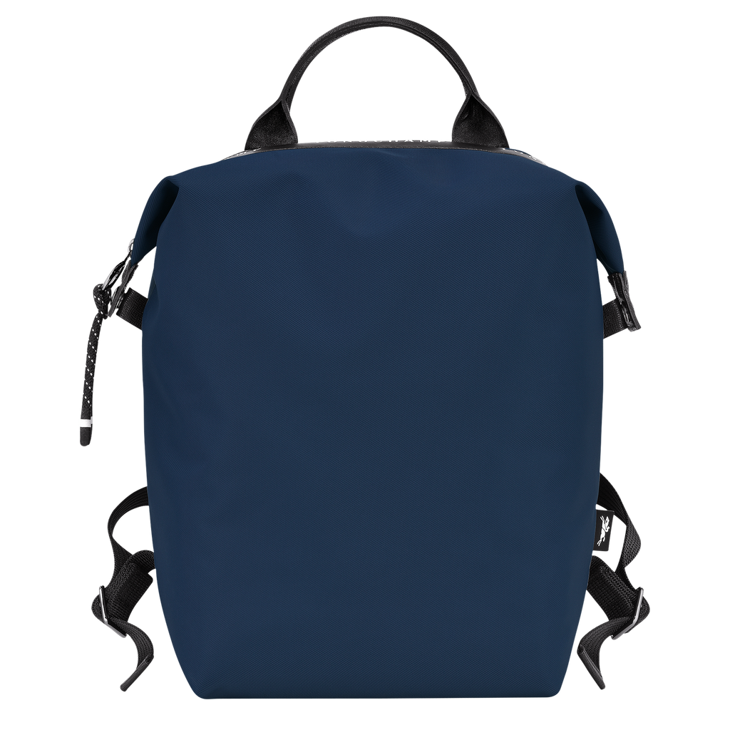 Longchamp Le Pliage Energy L backpack in navy, showing its spacious bag design with handles and zipper closure.