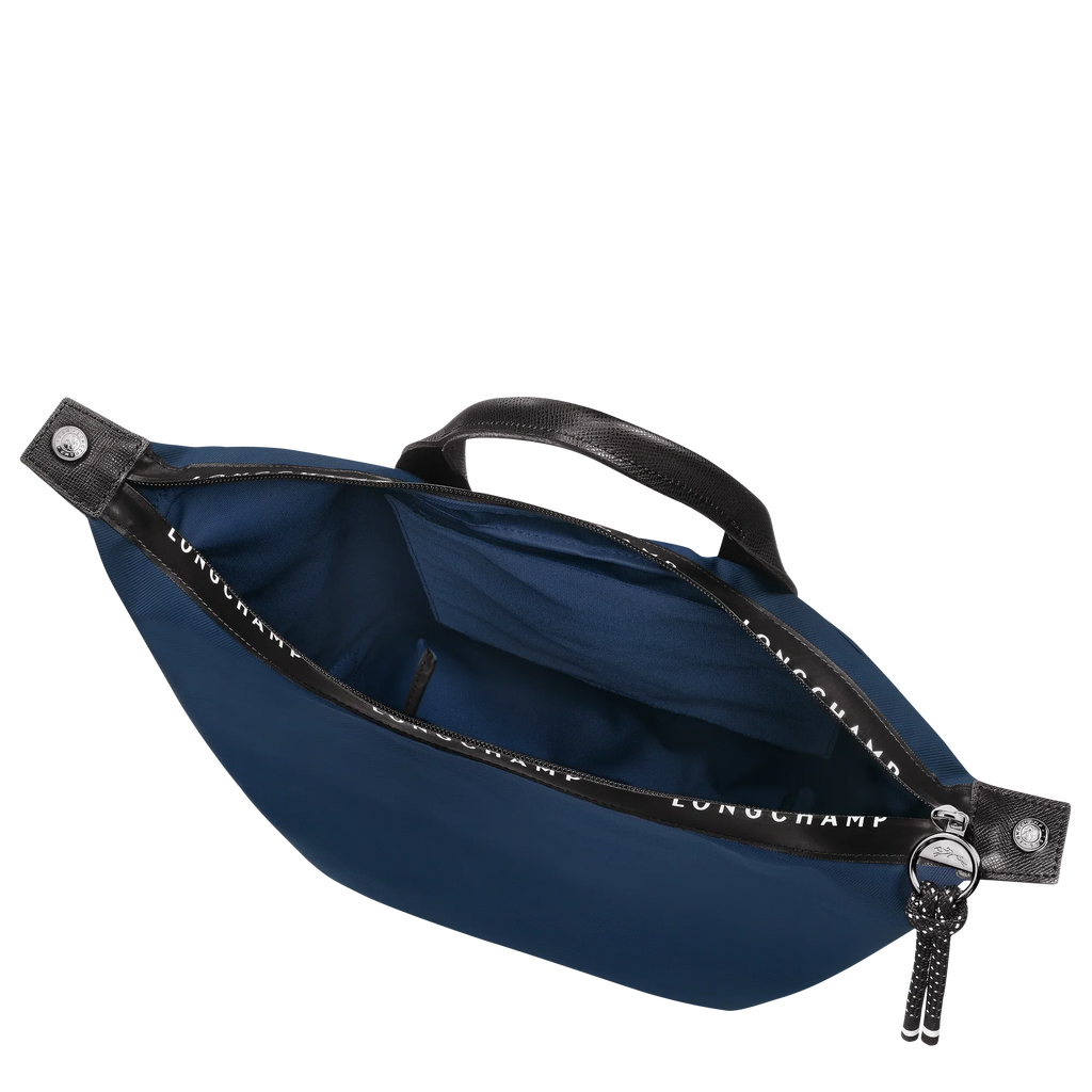 Longchamp Le Pliage Energy L backpack in navy with durable nylon material, featuring a spacious design and top handle.
