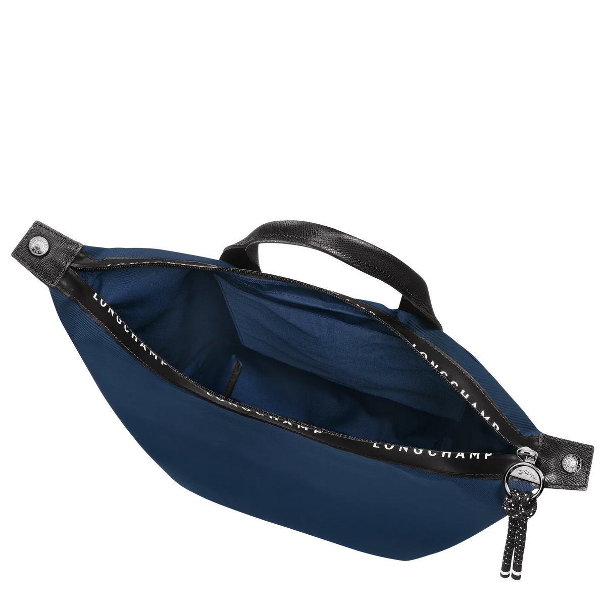 Longchamp Le Pliage Energy L backpack in navy with durable nylon material, featuring a spacious design and top handle.