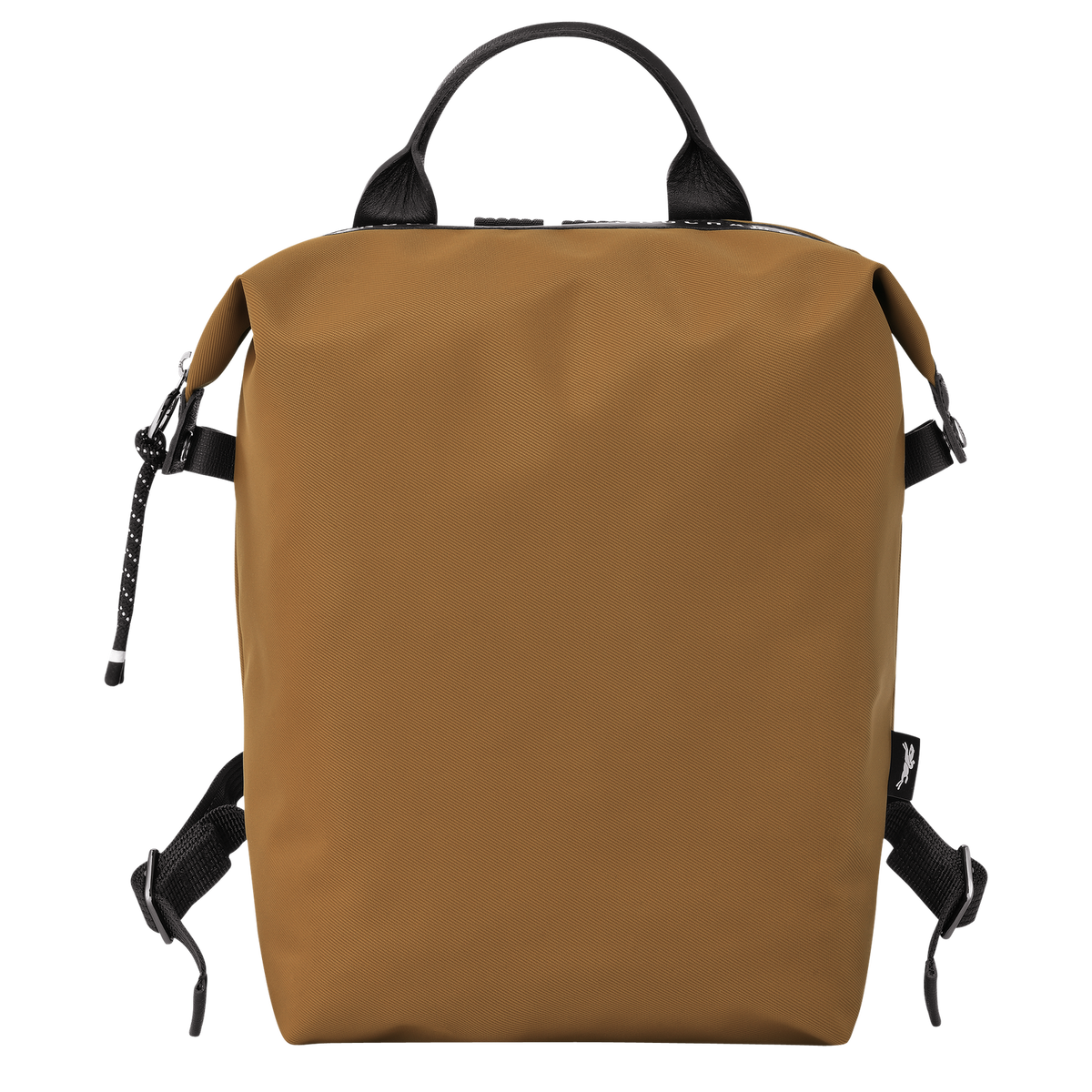 Longchamp Le Pliage Energy L backpack in tobacco color, lightweight nylon bag with leather handles and spacious interior.