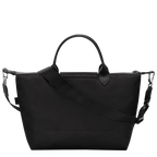Longchamp Le Pliage Energy L handbag in black, showcasing its structured design and durable fabric with leather handles.