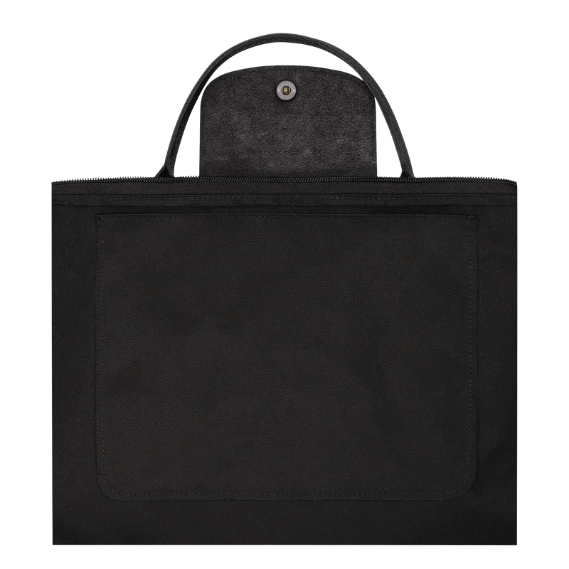 Black Le Pliage Energy L handbag by Longchamp, featuring a sleek, foldable design with sturdy handles and minimalist style.