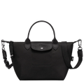 Longchamp Le Pliage Energy S handbag in black, stylish nylon bag with leather handles and compact design.
