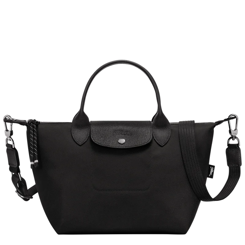 Longchamp Le Pliage Energy S handbag in black, stylish compact bag with durable fabric and sleek design.