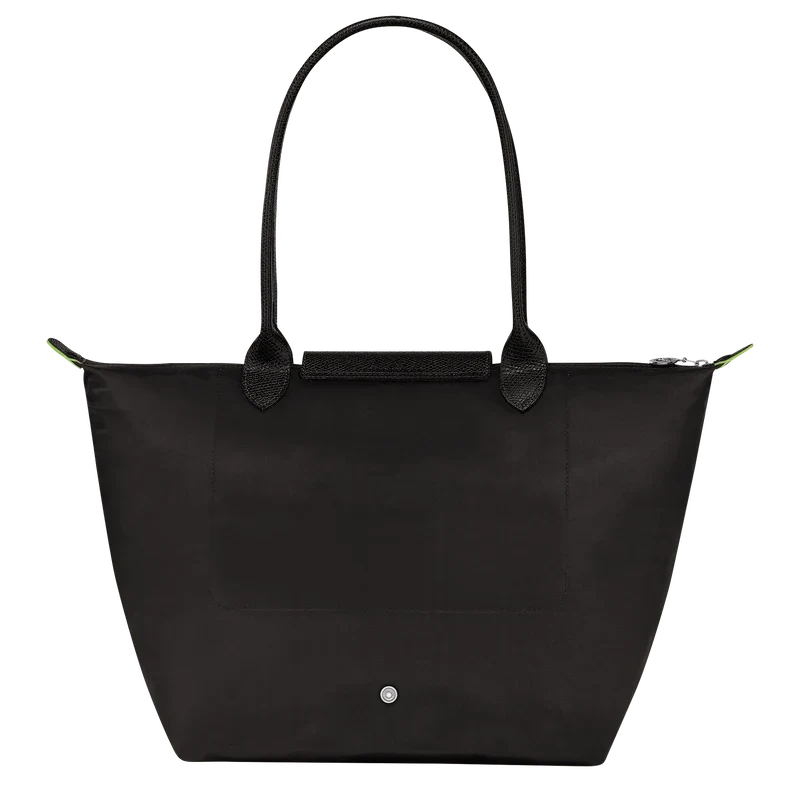 Longchamp Le Pliage Green L Tote bag in black, showing the spacious design and durable fabric of this stylish tote bag.