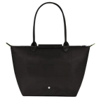 Longchamp Le Pliage Green L Tote bag in black, showing the spacious design and durable fabric of this stylish tote bag.