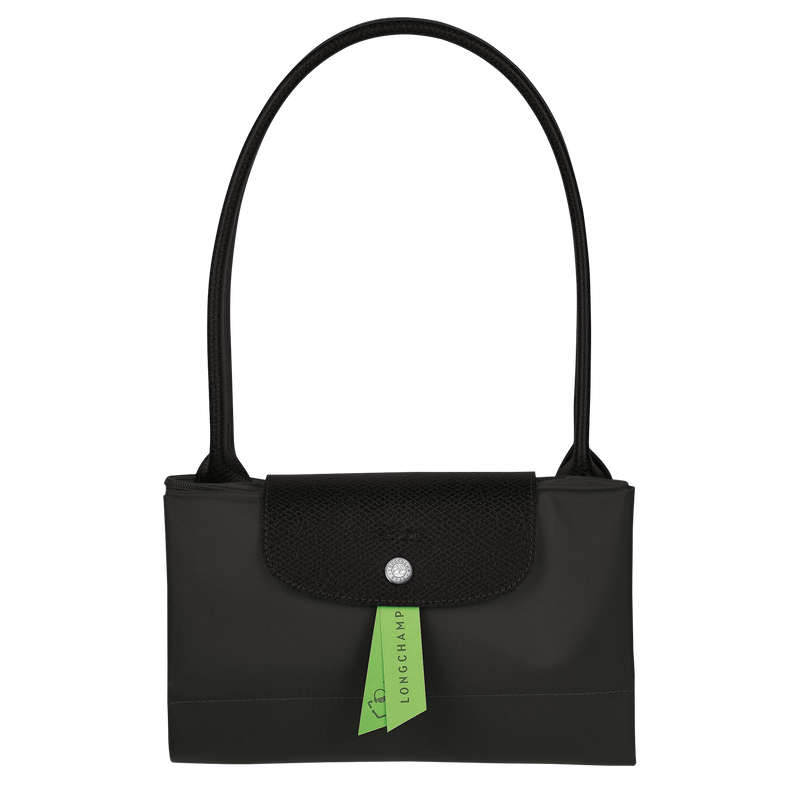 Longchamp Le Pliage Green L Tote bag in black, fabric handbag with sturdy handles and classic design.