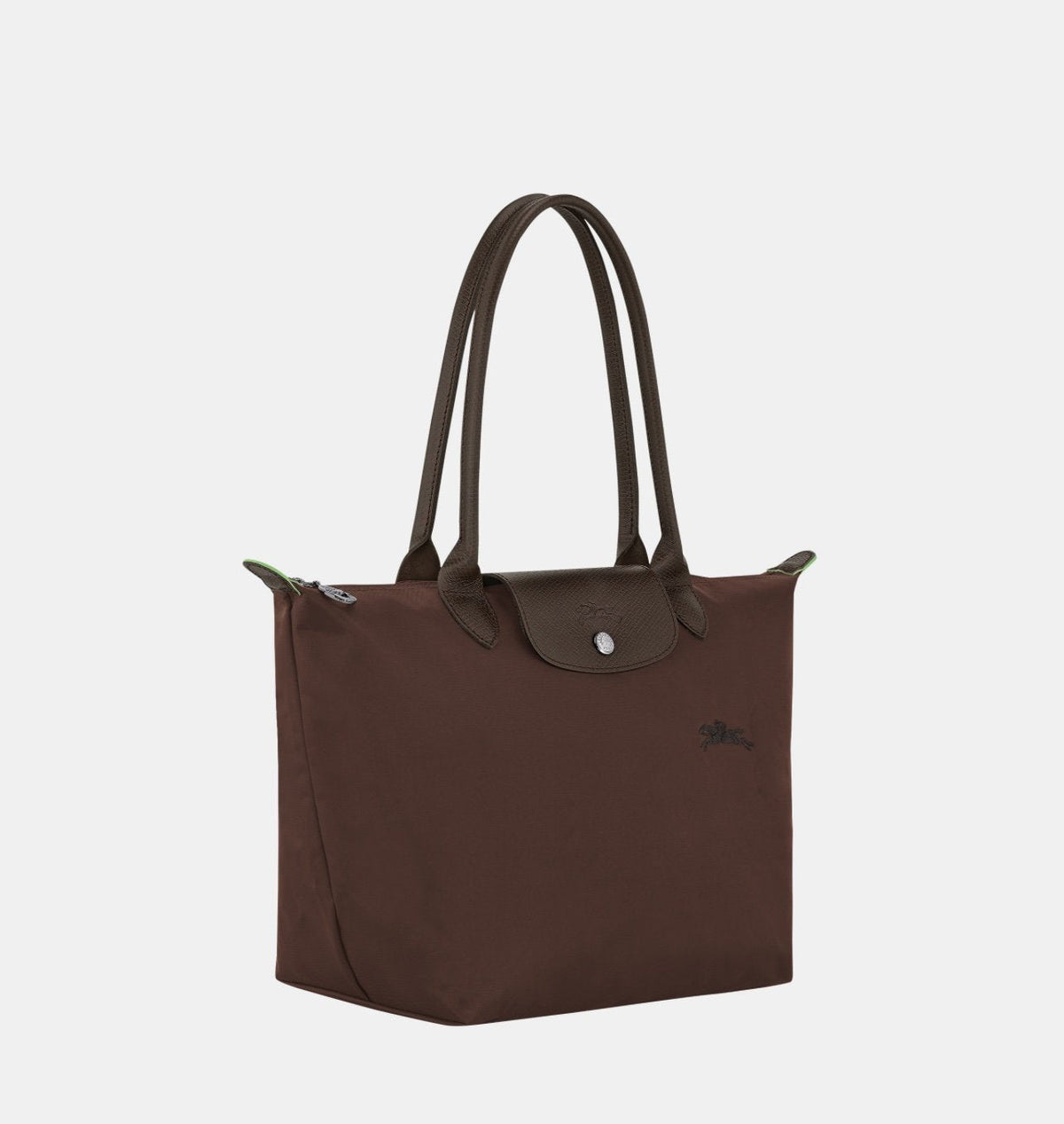 Longchamp Le Pliage Green L Tote Bag in Mocha color, showcasing its spacious design and durable fabric.