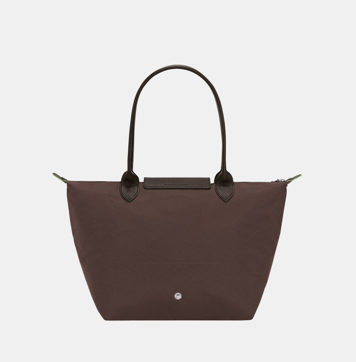 Longchamp Le Pliage Green L Tote Bag in Mocha fabric, featuring a spacious design and durable handles.