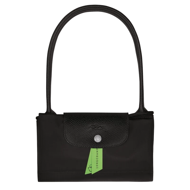 Longchamp Le Pliage Green M Tote Bag in black, showcasing its durable fabric and classic design, perfect for everyday use.