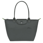 Longchamp Le Pliage Green M Tote Bag in Graphite color, showcasing durable nylon material and classic design.