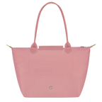 Longchamp Le Pliage Green M Tote Bag in Petal Pink, lightweight nylon design with leather handles and classic foldable style.