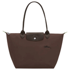 Longchamp Le Pliage Green M Tote bag in mocha with sturdy handles and spacious interior, perfect for everyday use.