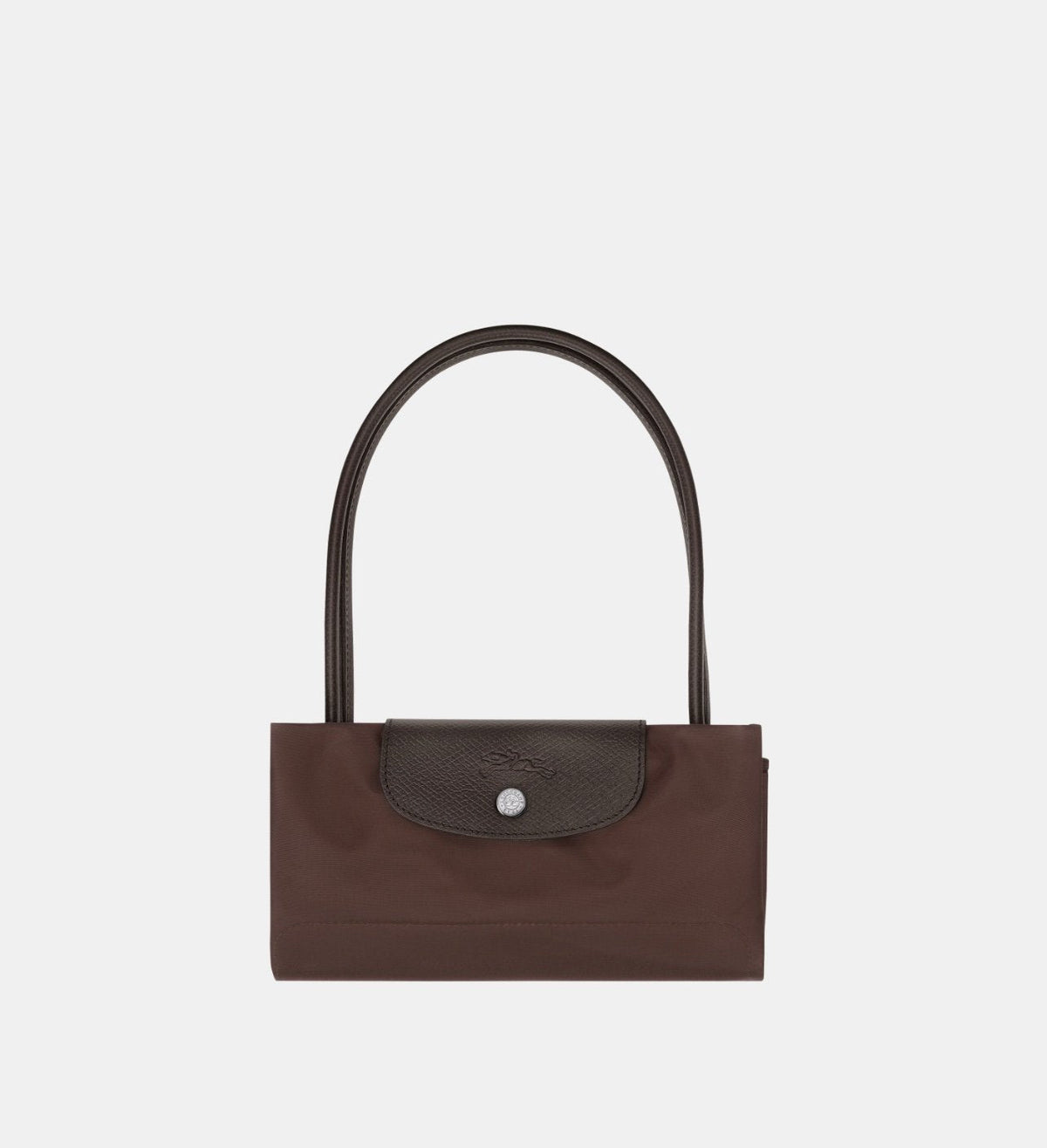 Longchamp Le Pliage Green M Tote bag in mocha color, showing its spacious design and durable fabric.