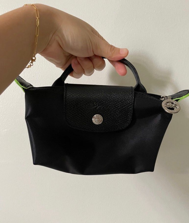 Le Pliage Green Pouch with handle Black
