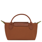 Le Pliage Green Pouch with handle Cognac