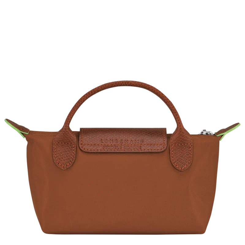 Le Pliage Green Pouch with handle Cognac