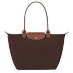 Longchamp Le Pliage Original L tote bag in ebony, showcasing its sleek, foldable nylon design with leather handles.
