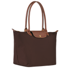 Longchamp Le Pliage Original L tote bag in ebony with foldable design and sturdy handles, classic and stylish for everyday use.