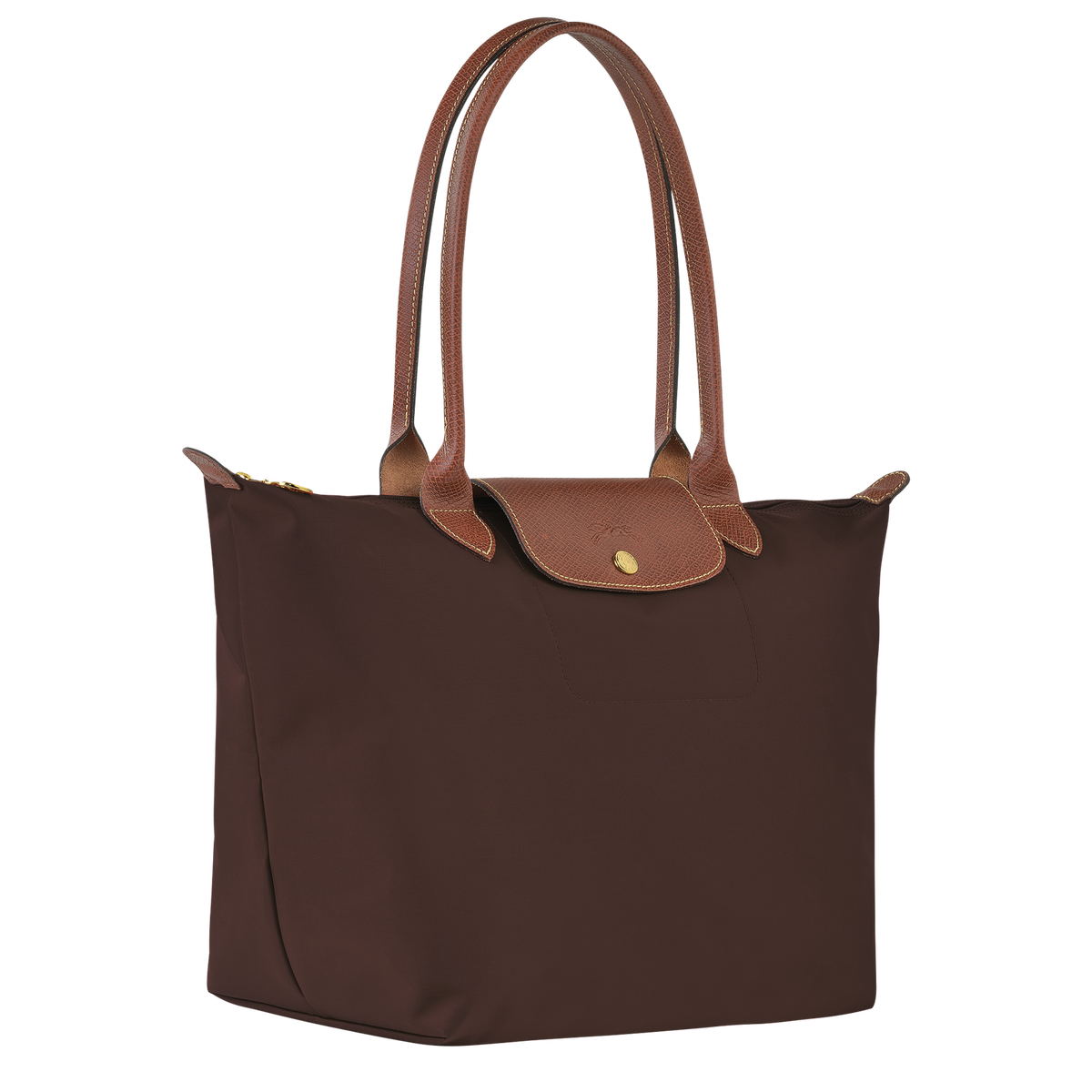 Longchamp Le Pliage Original L tote bag in ebony with foldable design and sturdy handles, classic and stylish for everyday use.
