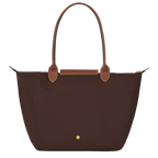 Longchamp Le Pliage Original L Tote Bag in Ebony, stylish nylon bag with leather handles and foldable design.