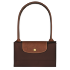 Longchamp Le Pliage Original L Tote bag in ebony with beige handles, showcasing its lightweight nylon design and spacious interior.