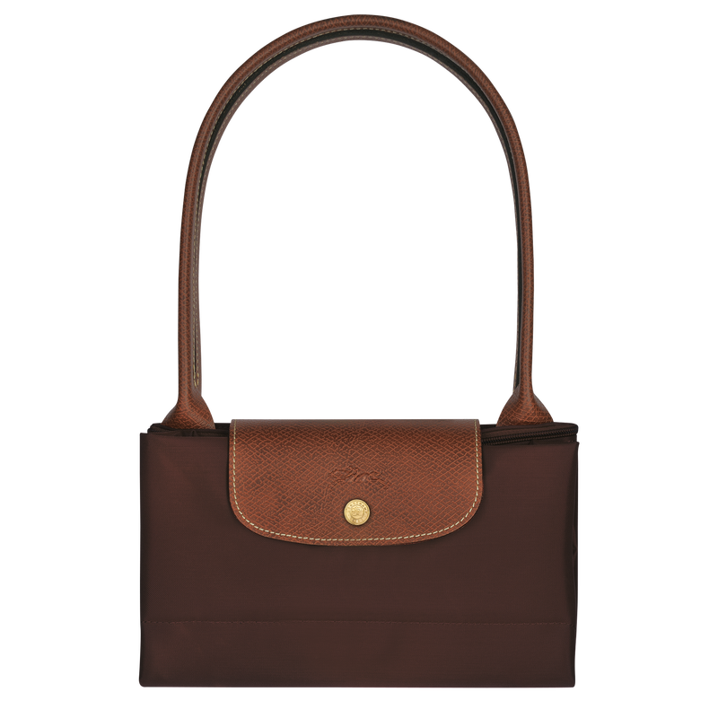 Longchamp Le Pliage Original L Tote bag in ebony with beige handles, showcasing its lightweight nylon design and spacious interior.