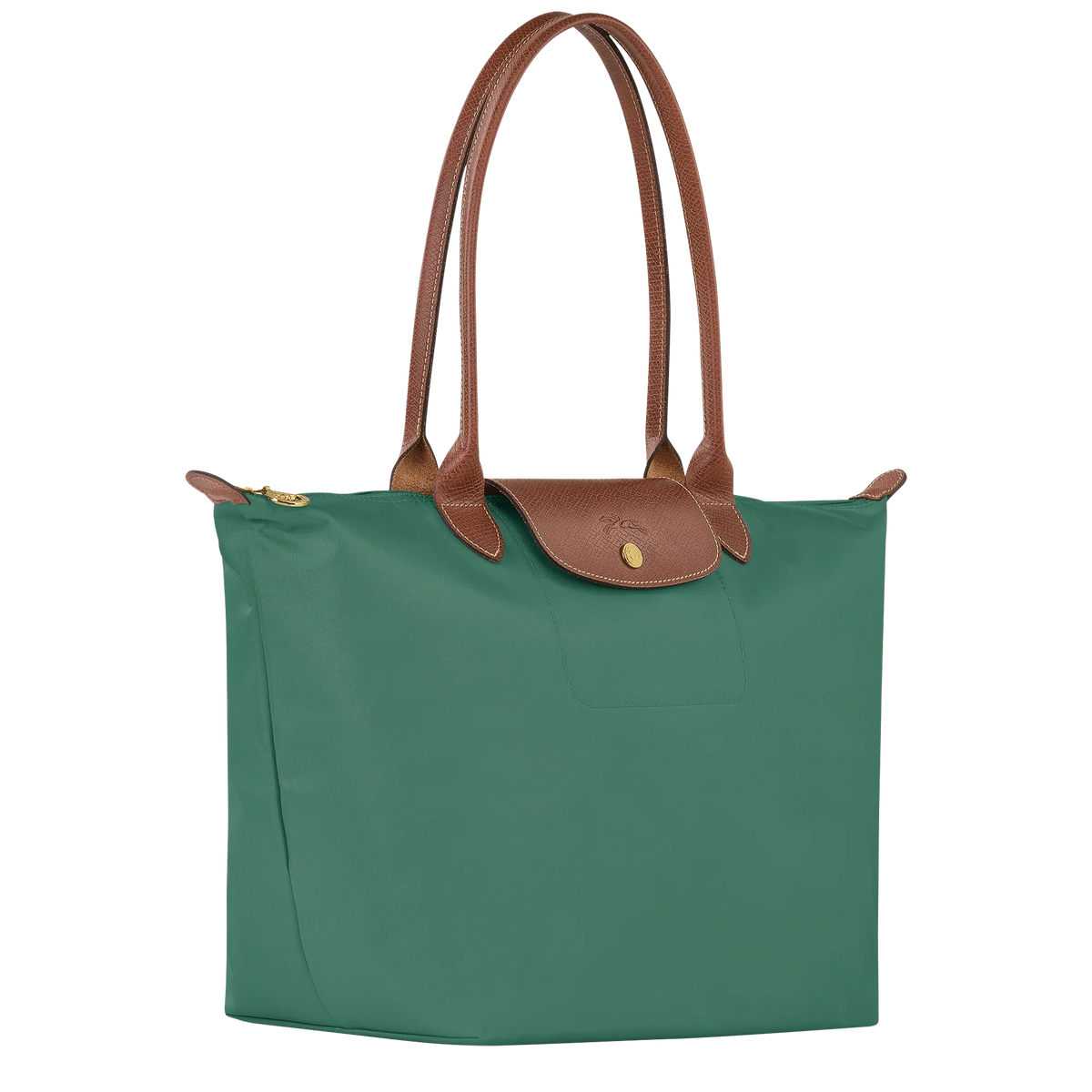Longchamp Le Pliage Original L Tote bag in sage green, showing its lightweight, foldable design and durable nylon material.