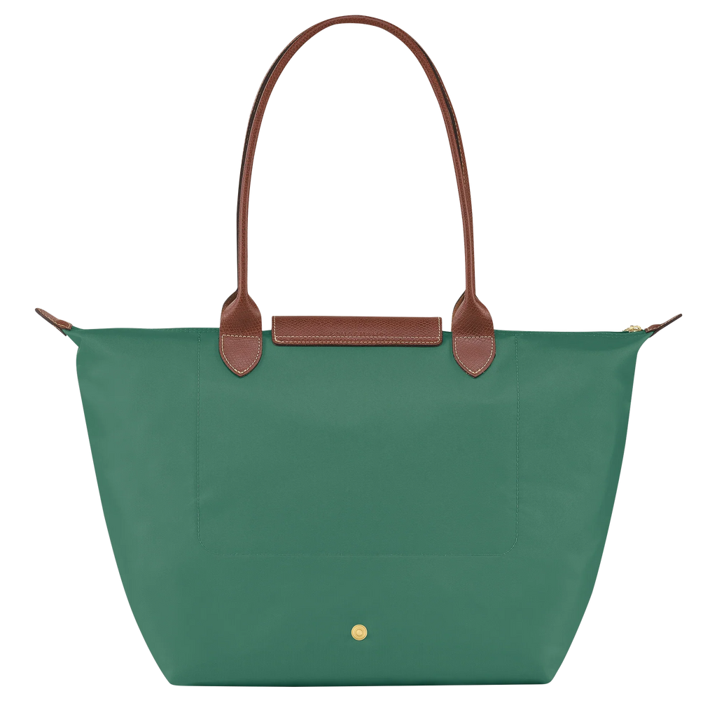 Longchamp Le Pliage Original L Tote Bag in Sage color, lightweight foldable bag with durable nylon material and leather handles.