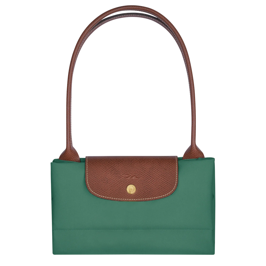 Longchamp Le Pliage Original L tote bag in sage green, showing its spacious design and lightweight nylon material.