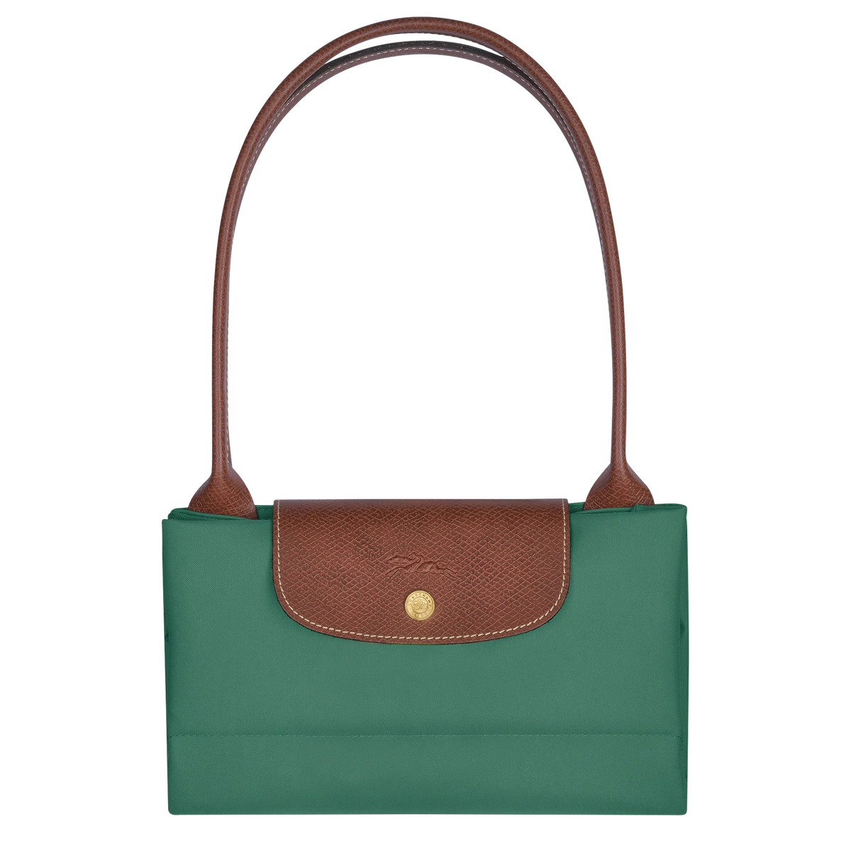 Longchamp Le Pliage Original L tote bag in sage green, showing its spacious design and lightweight nylon material.