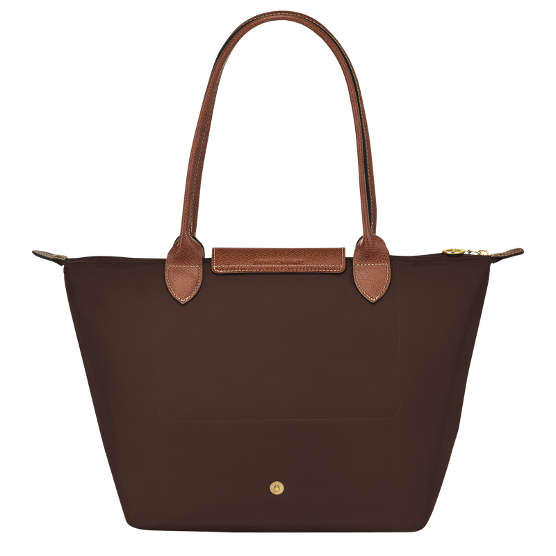 Longchamp Le Pliage Original M Tote Bag in ebony with lightweight nylon design and leather handles.