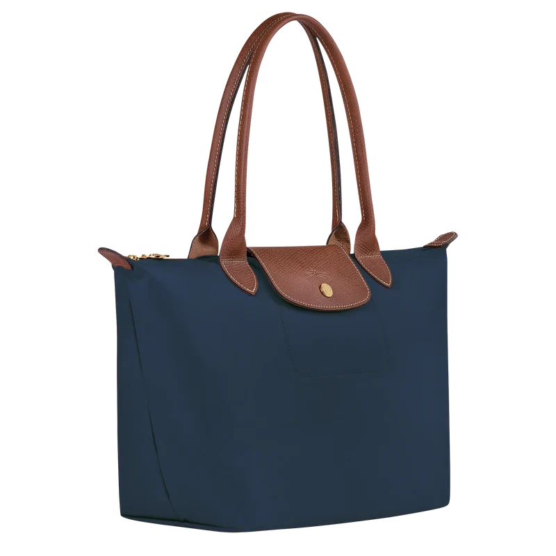 Longchamp Le Pliage Original M Tote Bag in navy with foldable design and durable nylon material.