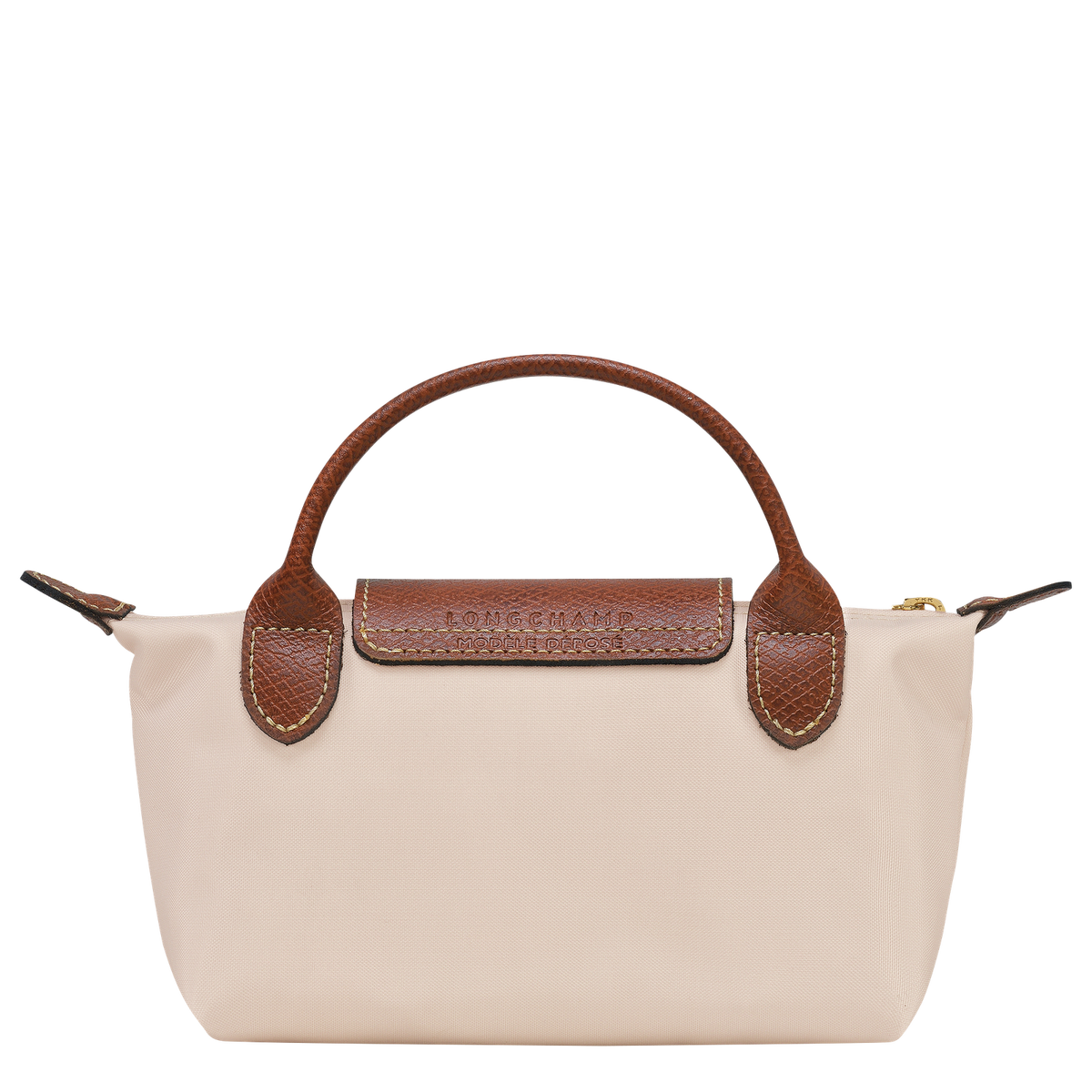 Longchamp Le Pliage Original pouch with handle, wine-colored paper bag featuring a compact, lightweight design with logo branding.