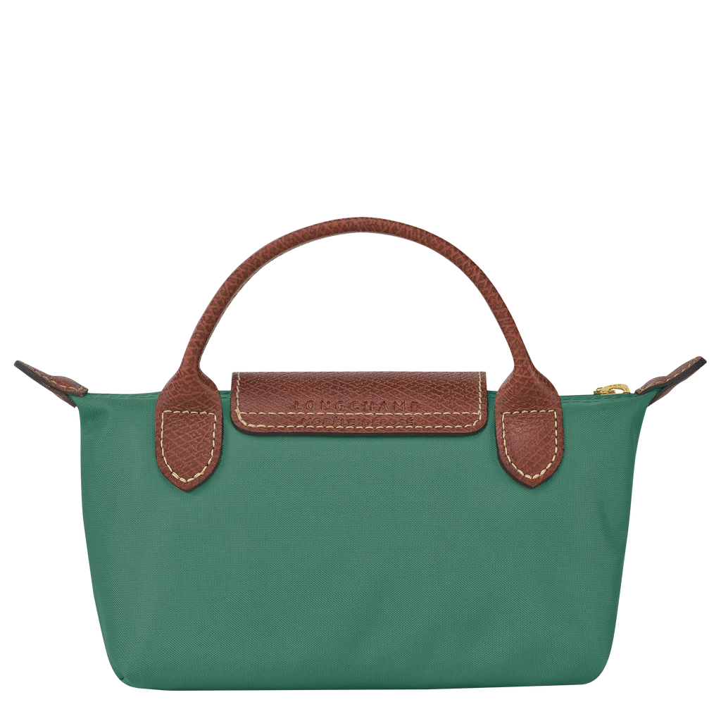 Longchamp Le Pliage Original Pouch with handle in Sage, compact bag with a sleek design and durable fabric, perfect for everyday use.