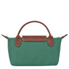 Longchamp Le Pliage Original Pouch with handle in Sage, compact bag with a sleek design and durable fabric, perfect for everyday use.