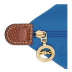 Longchamp Le Pliage Original S handbag in cobalt blue with nylon and leather handles, compact and lightweight design.