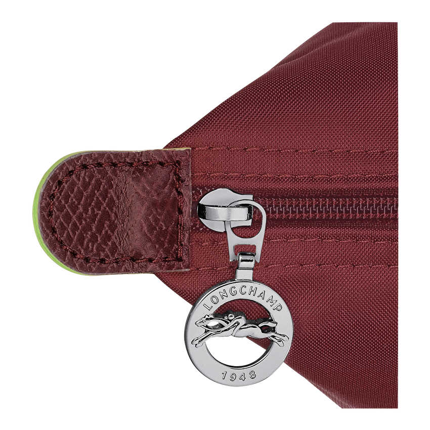 Longchamp Le Pliage Green M Tote Bag with Pomegranate accents, lightweight fabric, and sturdy handles for everyday use.