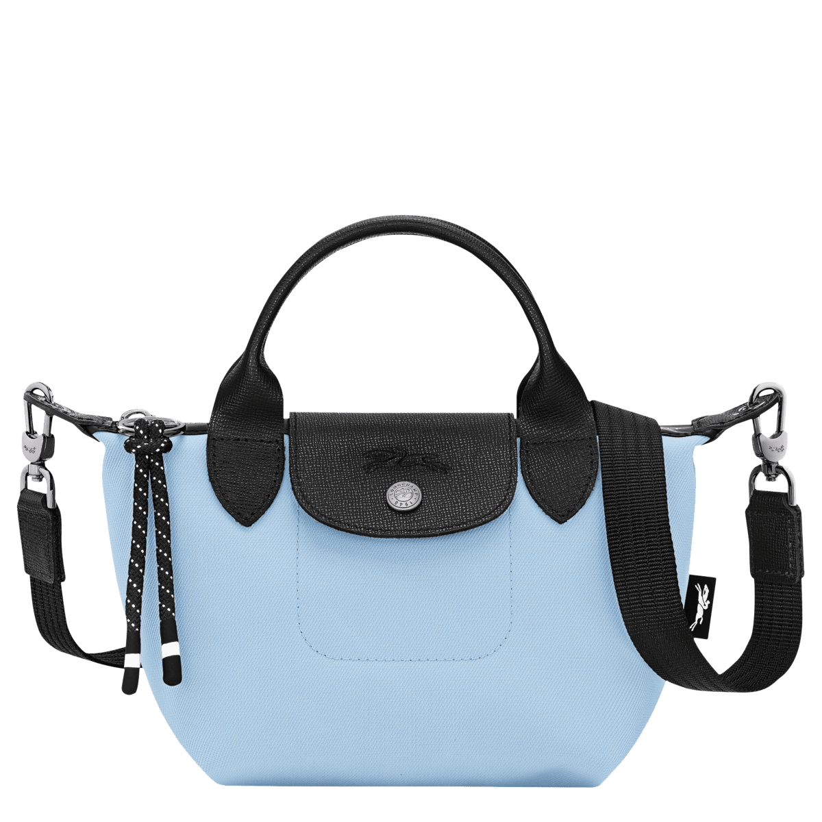 Longchamp Le Pliage Energy XS handbag in durable nylon with leather handles, compact and stylish bag for everyday use.
