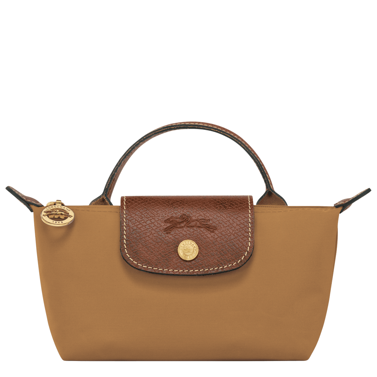 Longchamp Le Pliage Original pouch with handle, stylish bag featuring a compact, foldable design and classic nylon material.