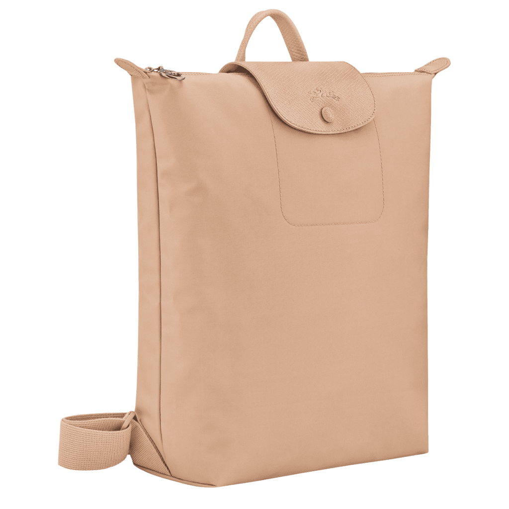 Longchamp Le Pliage One M backpack in durable nylon with leather accents, showing its compact design and top handle.