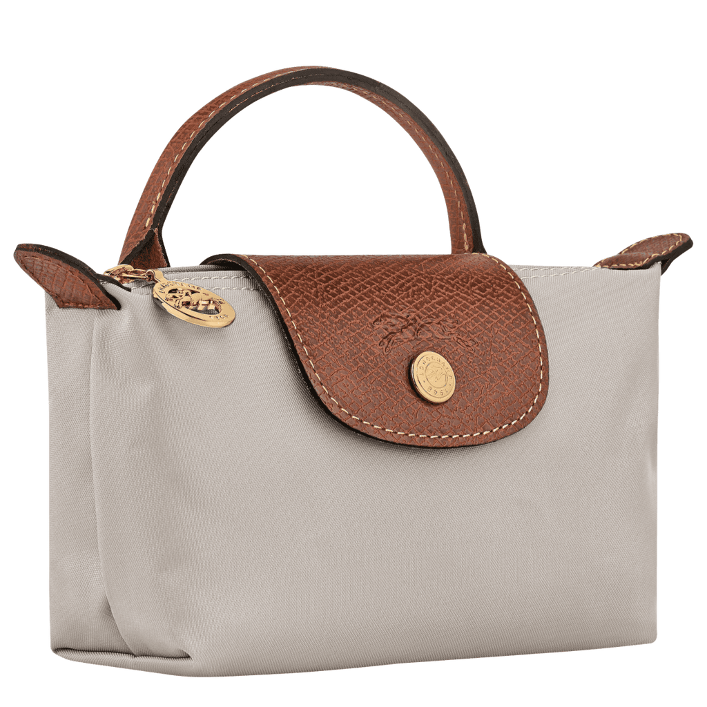 Longchamp Le Pliage Original Pouch with handle featuring durable nylon material and a sleek, compact design.