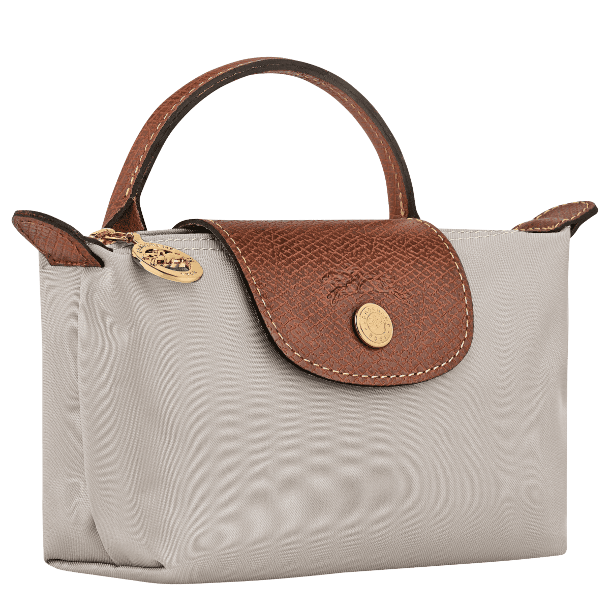 Longchamp Le Pliage Original Pouch with handle featuring durable nylon material and a sleek, compact design.